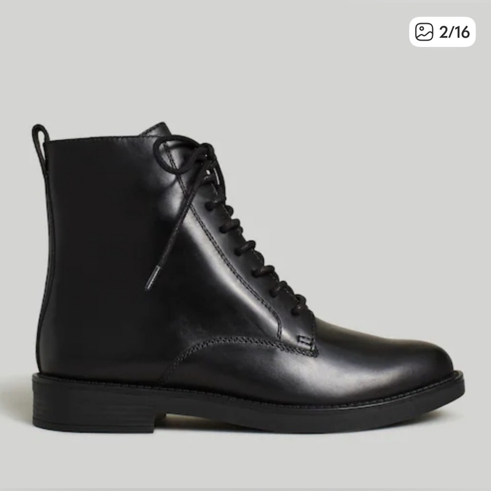 New! Madewell The Evelyn Lace-Up Ankle Boot in Leather